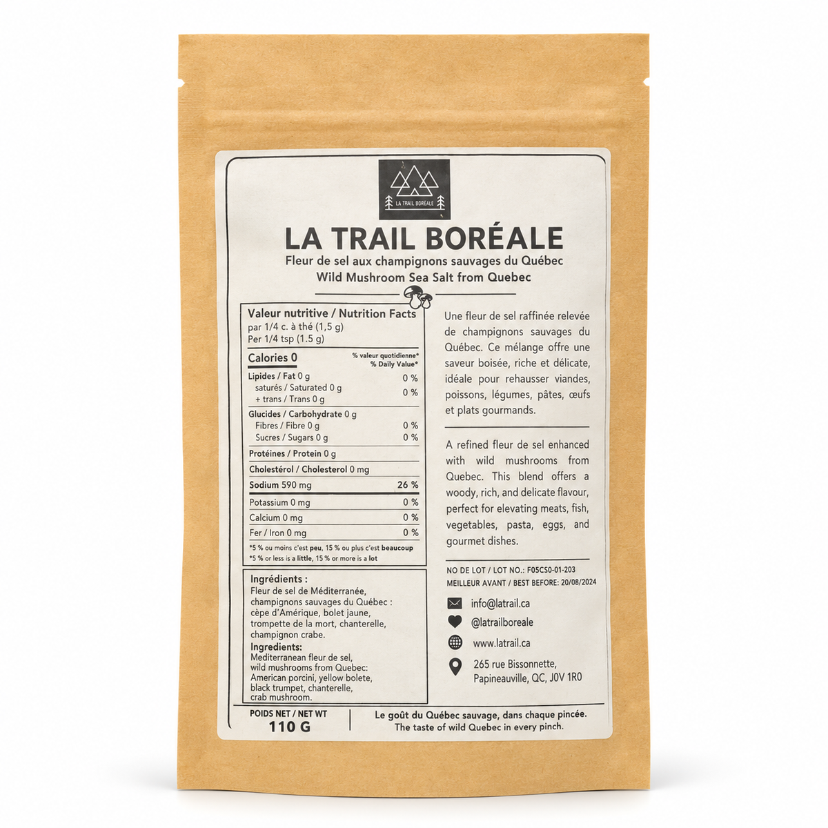 Fleur de sel aux Champignons Sauvage du Québec.